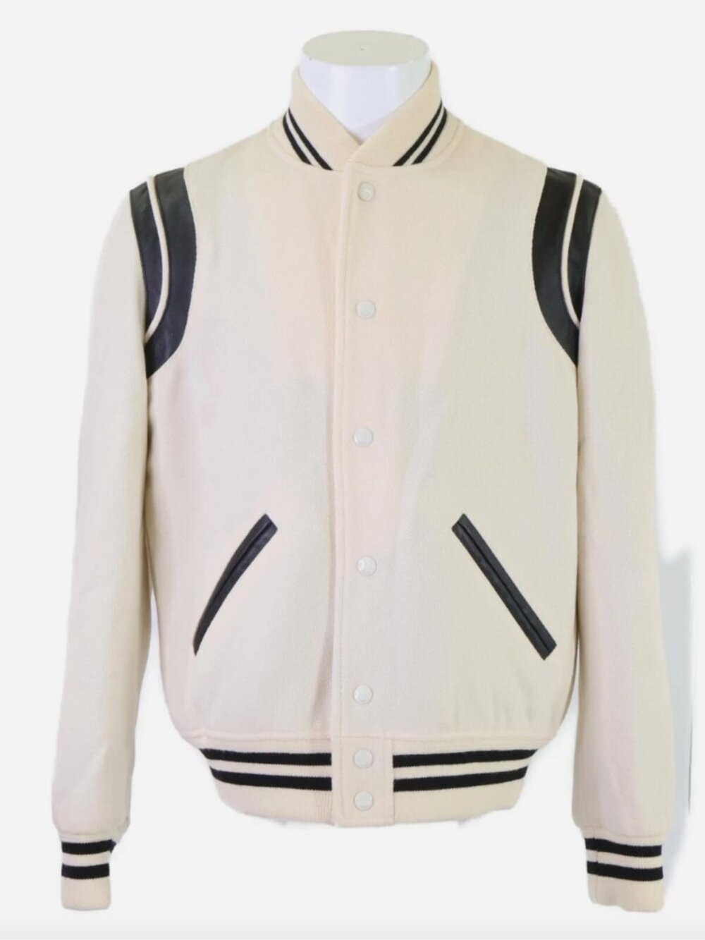 SAINT LAURENT PARIS 354718 Y213Q Teddy Jacket 50 White / black